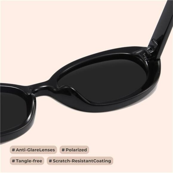 Polarized Oval Sunglasses Women Men UV Protection Retro Vintage Trendy Shades - Picture 3 of 7